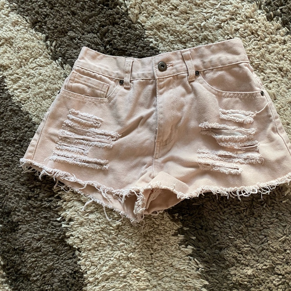 Pale pink jean shorts